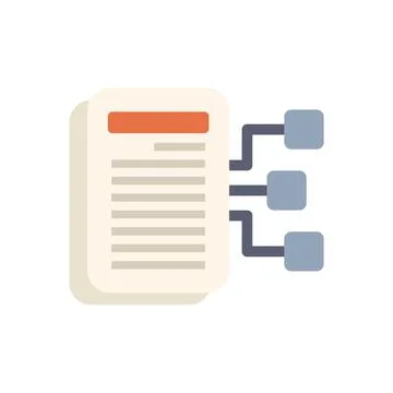 Document management system connecting data with lines and squares icon Stock Illustration