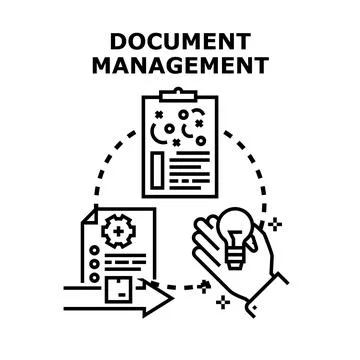 Document management system creating organized solutions workflow Stock Illustration