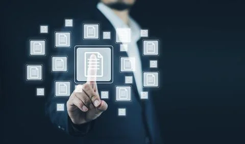 Document Management System (DMS) in addition to digitization and process au.. Foto stock