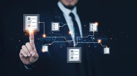 Document Management System (DMS) in addition to digitization and process au.. Stock Photos