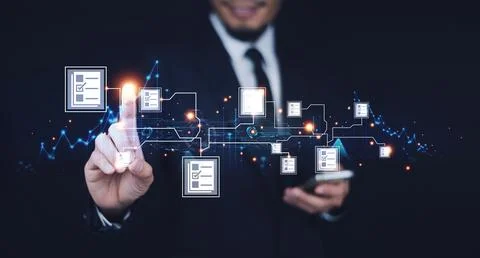 Document Management System (DMS) in addition to digitization and process au.. Stock Photos