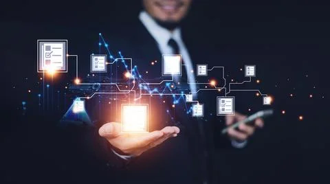 Document Management System (DMS) in addition to digitization and process au.. Stock Photos