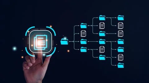 Document management system, DMS and business process system automation techno Foto stock