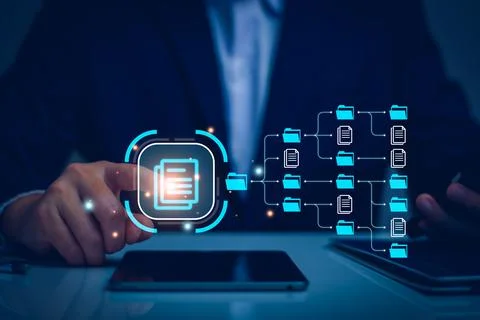 Document management system, DMS and business process system automation techno Stock Photos