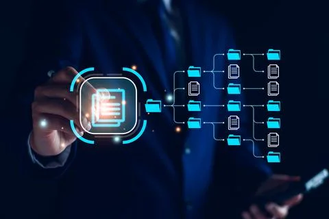 Document management system, DMS and business process system automation techno Stock Photos