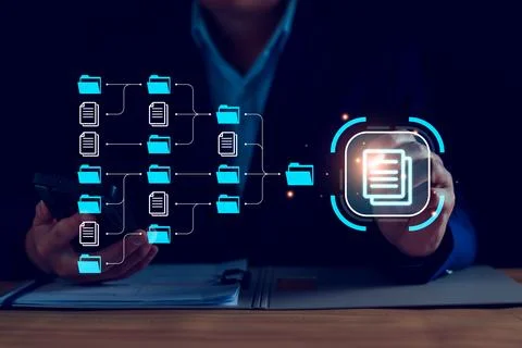 Document management system, DMS and business process system automation techno Stock Photos