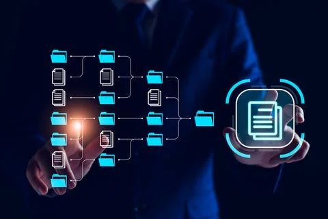 Document management system, DMS and business process system automation techno Foto stock