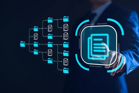 Document management system, DMS and business process system automation techno Foto stock