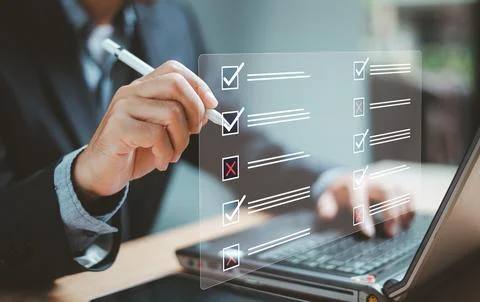 Document management system DMS. Business assessment form, questionnaire, chec Stock Photos