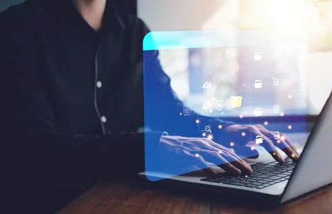 Document Management System (DMS). Digital online document database and pape.. Stock Photos