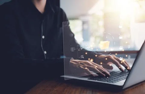 Document Management System (DMS). Digital online document database and pape.. Stock Photos