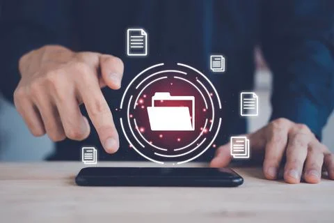 Document Management System (DMS). Digital online document database and pape.. Foto stock