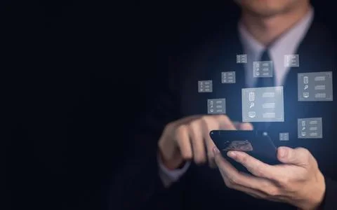 Document Management System (DMS). Digital online document database and pape.. Stock Photos