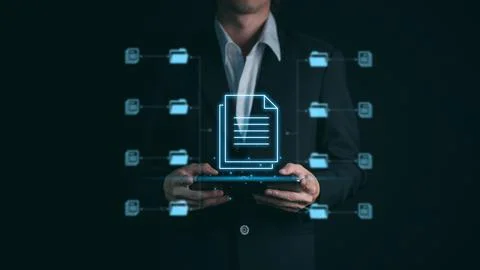 Document Management System (DMS). Digital online document database and pape.. Stock Photos