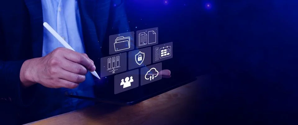 Document Management System DMS for document management concept online docum.. Stock Photos