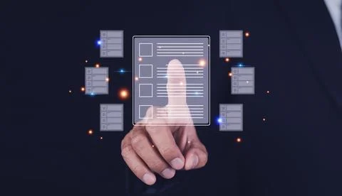 Document Management System (DMS) documentation in enterprise with ERP. Docu.. Foto stock