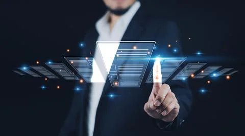 Document Management System (DMS) documentation in enterprise with ERP. Corp.. Stock Photos