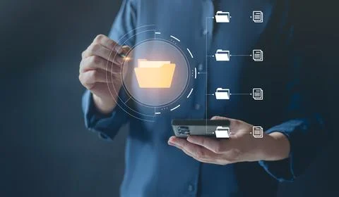 Document Management System (DMS). Enterprise document management. Digital ass Stock Photos