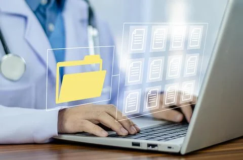 Document Management System DMS Folder, File data management or data transfe.. Stock Photos