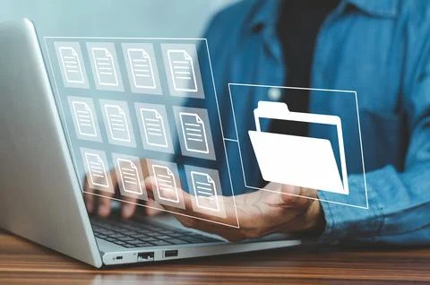 Document Management System DMS Folder, File data management or data transfe.. Stock Photos