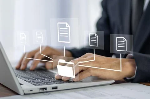 Document Management System DMS Folder, File data management or data transfe.. Stock Photos