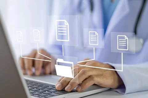 Document Management System DMS Folder, File data management or data transfe.. Stock Photos