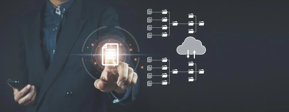 Document Management System (DMS), online documentation database and process a Stock Photos