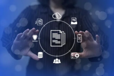 Document Management System (DMS) Online Document Database and automated proce Stock Photos