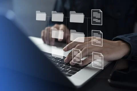 Document Management System (DMS) Online Document Database and automated proce Stock Photos