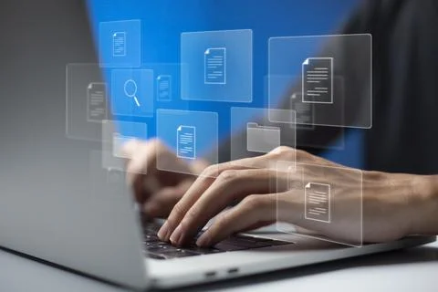 Document Management System (DMS) Online Document Database and automated proce Stock Photos