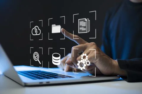 Document Management System (DMS) Online Document Database and automated proce Stock Photos