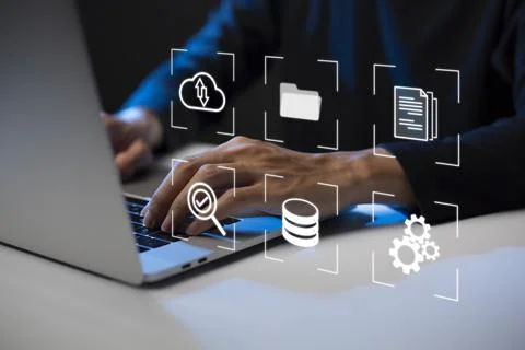 Document Management System (DMS) Online Document Database and automated proce Stock Photos