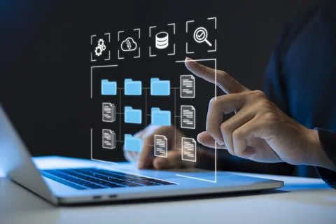 Document Management System (DMS) Online Document Database and automated proce Stock Photos