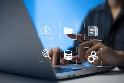 Document Management System (DMS) Online Document Database and automated proce Stock Photos