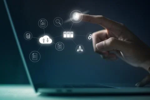 Document Management System (DMS) Online Document Database and automated proce Stock Photos