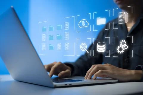 Document Management System (DMS) Online Document Database and automated proce Stock Photos
