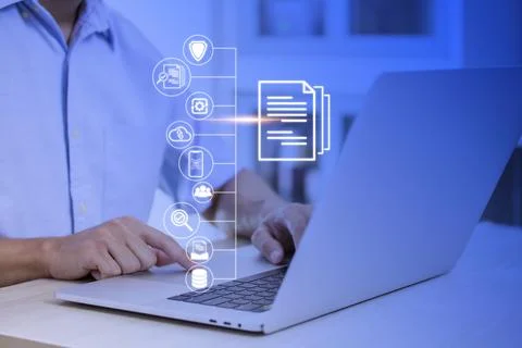 Document Management System (DMS) Online Document Database and automated proce Stock Photos