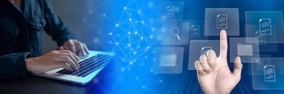 Document Management System (DMS) Online Document Database and automated proce Stock Photos