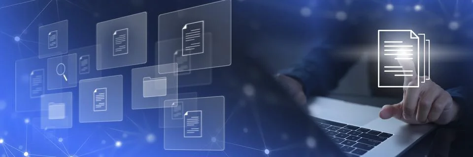 Document Management System (DMS) Online Document Database and automated proce Stock Photos