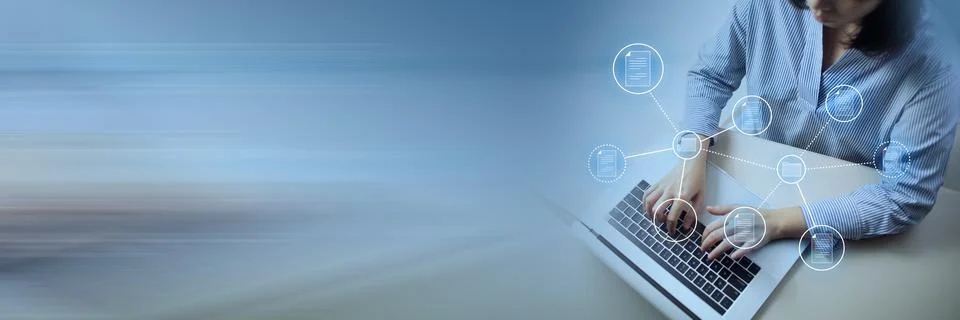 Document Management System (DMS) Online Document Database and automated proce Stock Photos