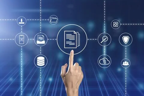 Document Management System (DMS) Online Document Database and automated proce Stock Photos