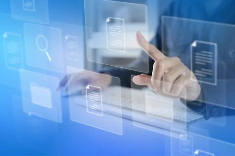 Document Management System DMS Online Database and automated processes to man Stock Photos