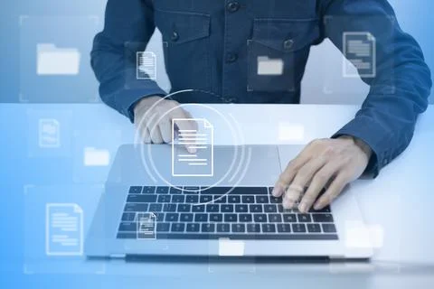 Document Management System DMS Online Database and automated processes to man Stock Photos