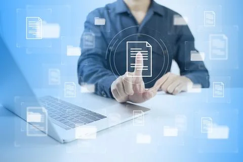 Document Management System DMS Online Database and automated processes to man Stock Photos