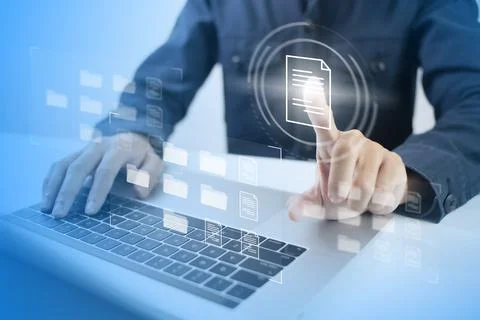 Document Management System (DMS) Online Document Database and automated proce Stock Photos