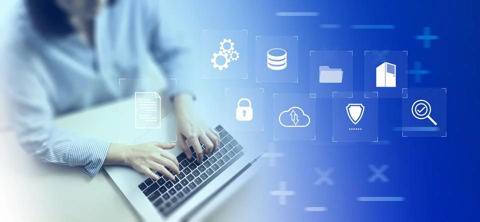 Document Management System DMS Online Document Database and automated process Stock Photos