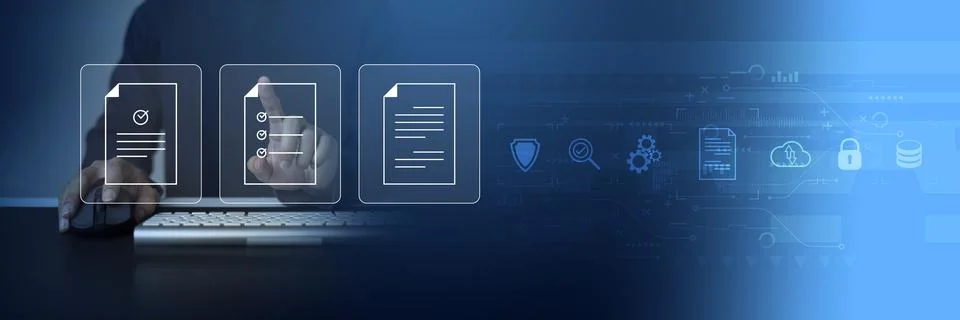Document Management System DMS Online Document Database and automated process Stock Photos
