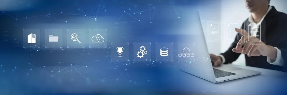 Document Management System DMS Online Document Database and automated process Stock Photos