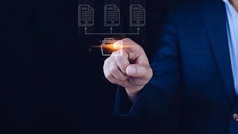 Document Management System (DMS), Online documentation database and process.. Stock Photos