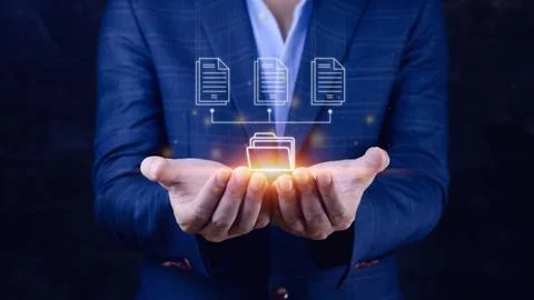 Document Management System (DMS), Online documentation database and process.. Foto stock